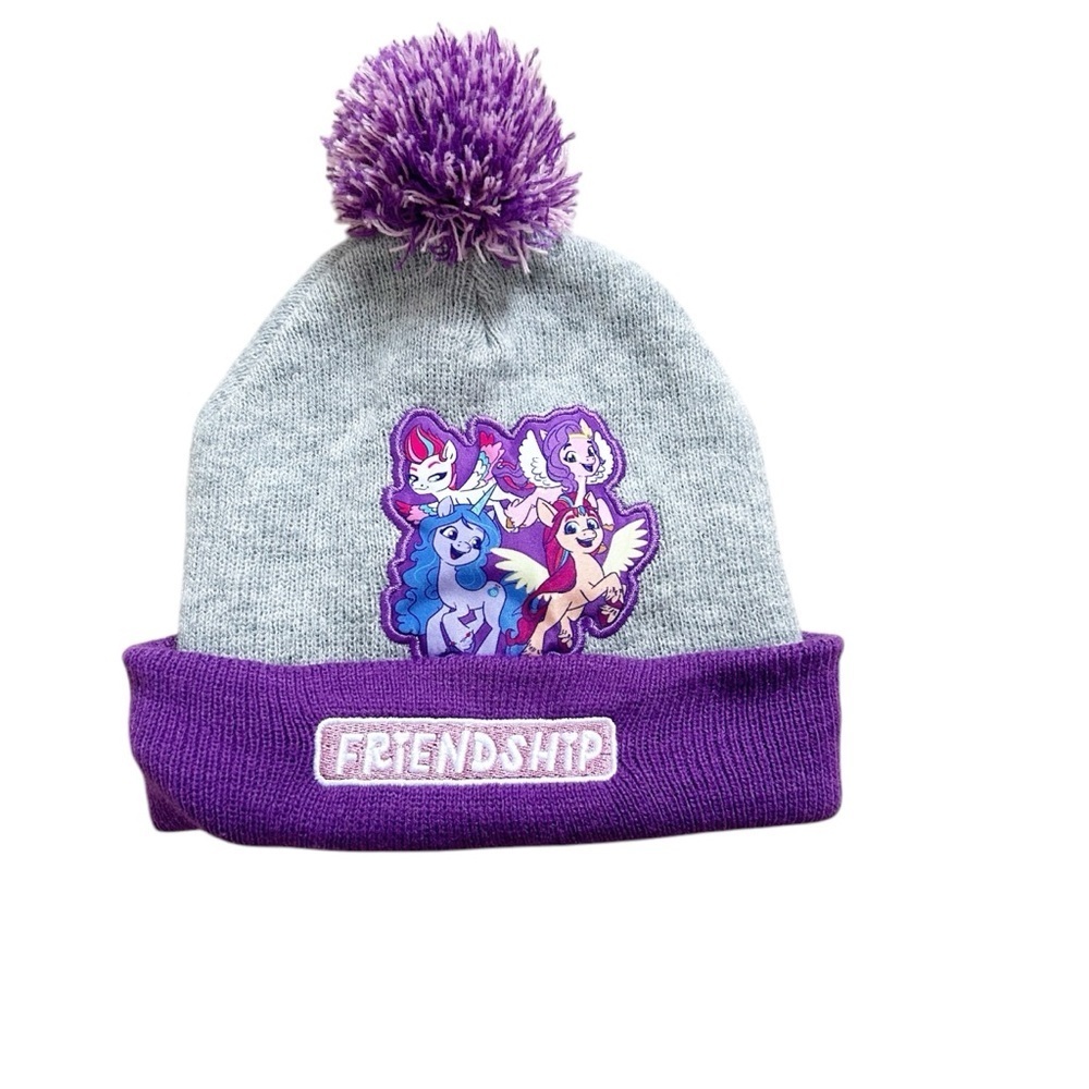 My Little Pony Friendship Toque w/ PomPom Size 4-6x Purple & Grey Winter Fall